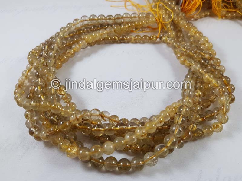 Golden Rutile Smooth Round Beads